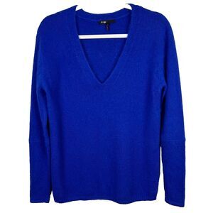 Maje Dance Sweater Fluffy Angora Wool Knit Cobalt Blue Long Sleeve V Neck US S